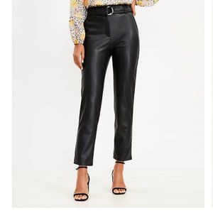LOFT Belted Slim Taper Pants in Faux Leather